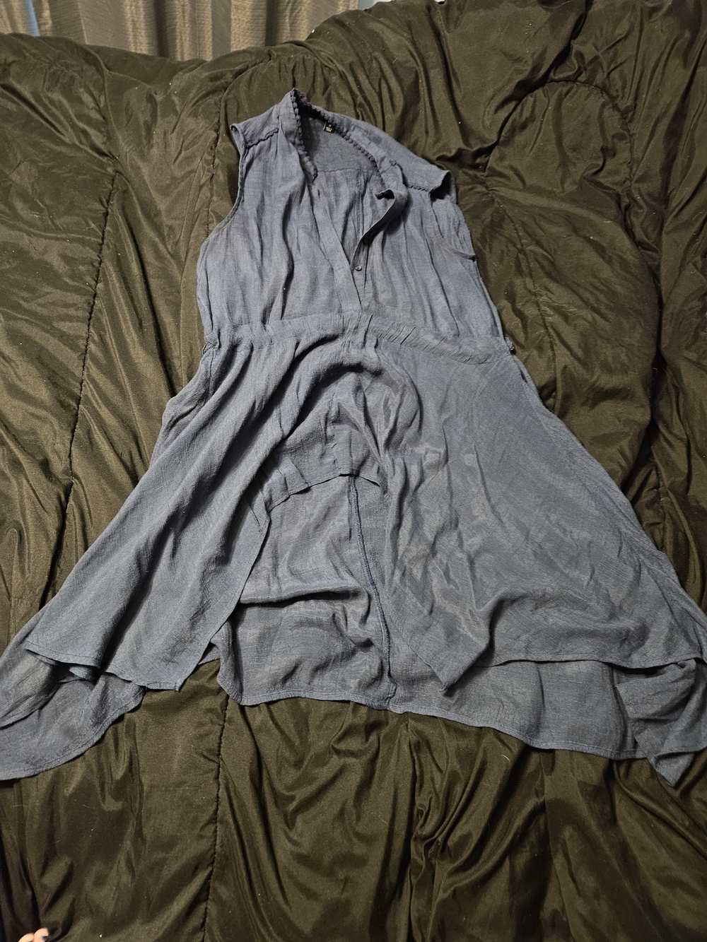Zac & Rachel Sleeveless Chambray-Look Blue Tunic